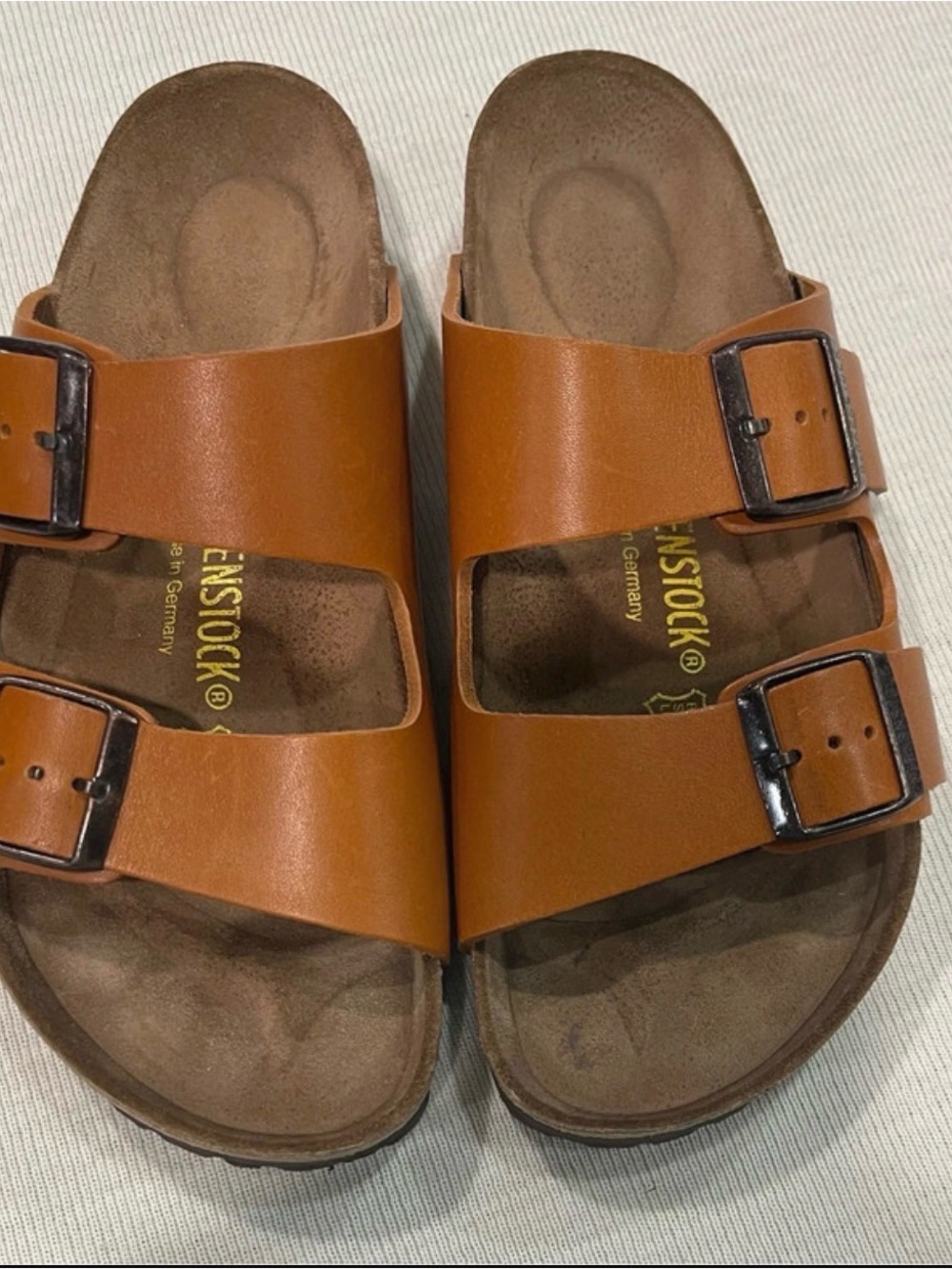 Birkenstock Arizona Leather Double-Strap Sandals in Tan Brown